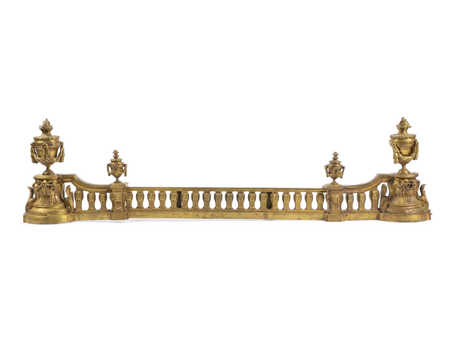 A Louis XVI Style Gilt Bronze Fire Fender