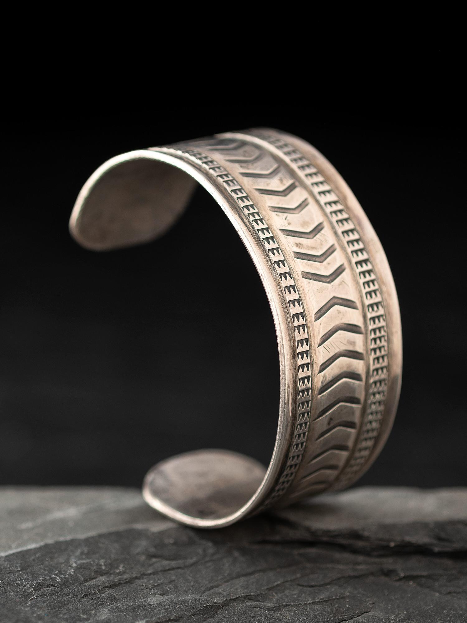Navajo Stamped Silver Cuff Bracelet