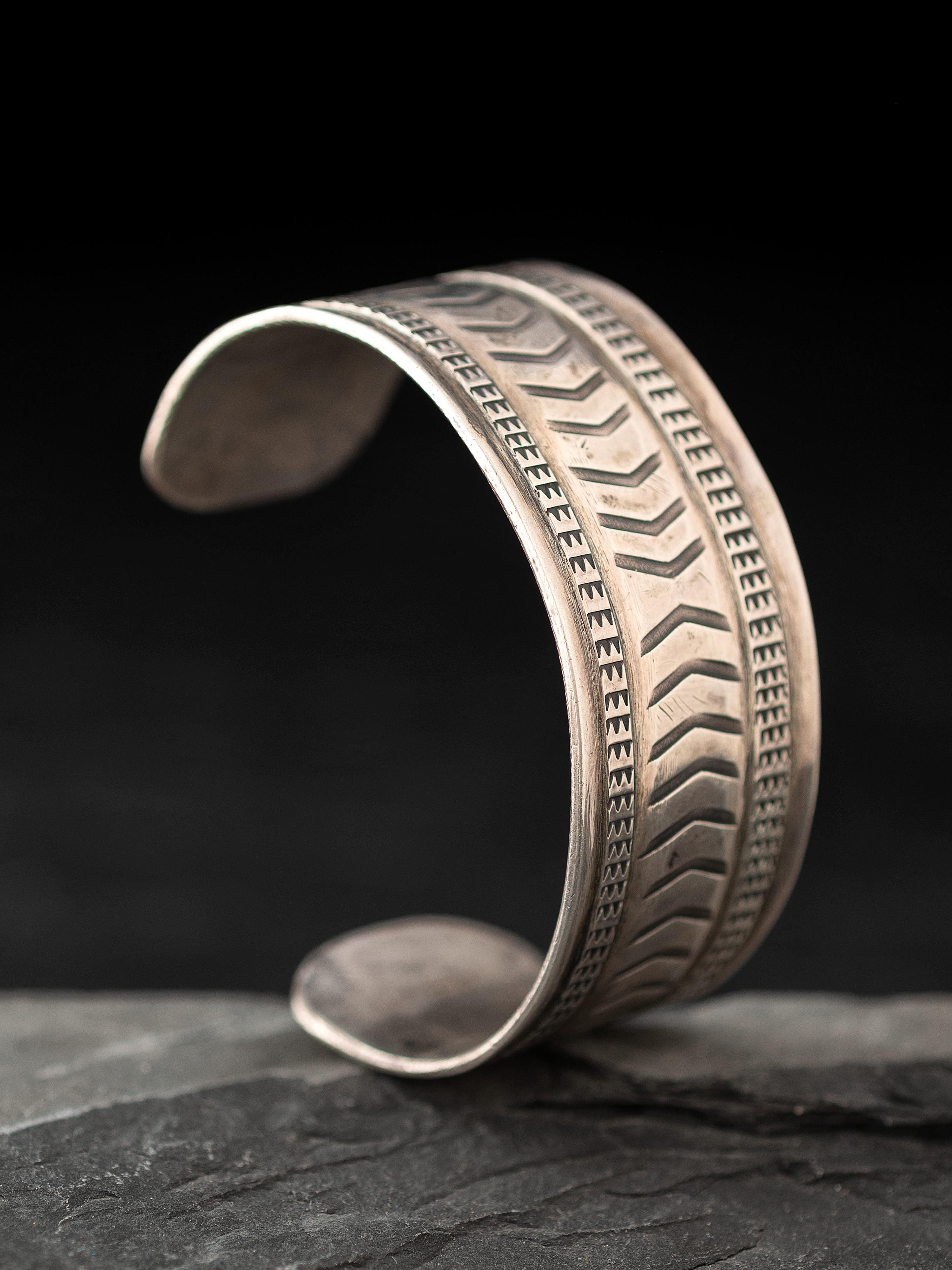 Navajo Stamped Silver Cuff Bracelet