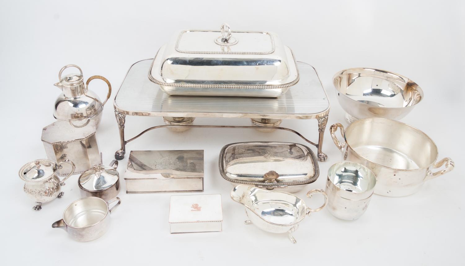A Large Collection of Silver-plate Serving Articles Length of longest 11 1/2 inches. — VARIOUS MAKERS AND VINTAGES