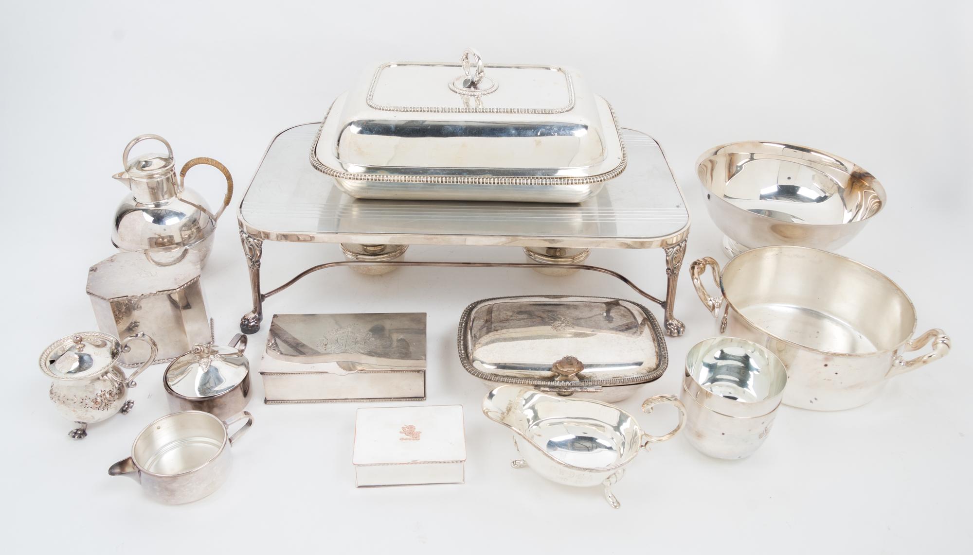 A Large Collection of Silver-plate Serving Articles Length of longest 11 1/2 inches. — VARIOUS MAKERS AND VINTAGES