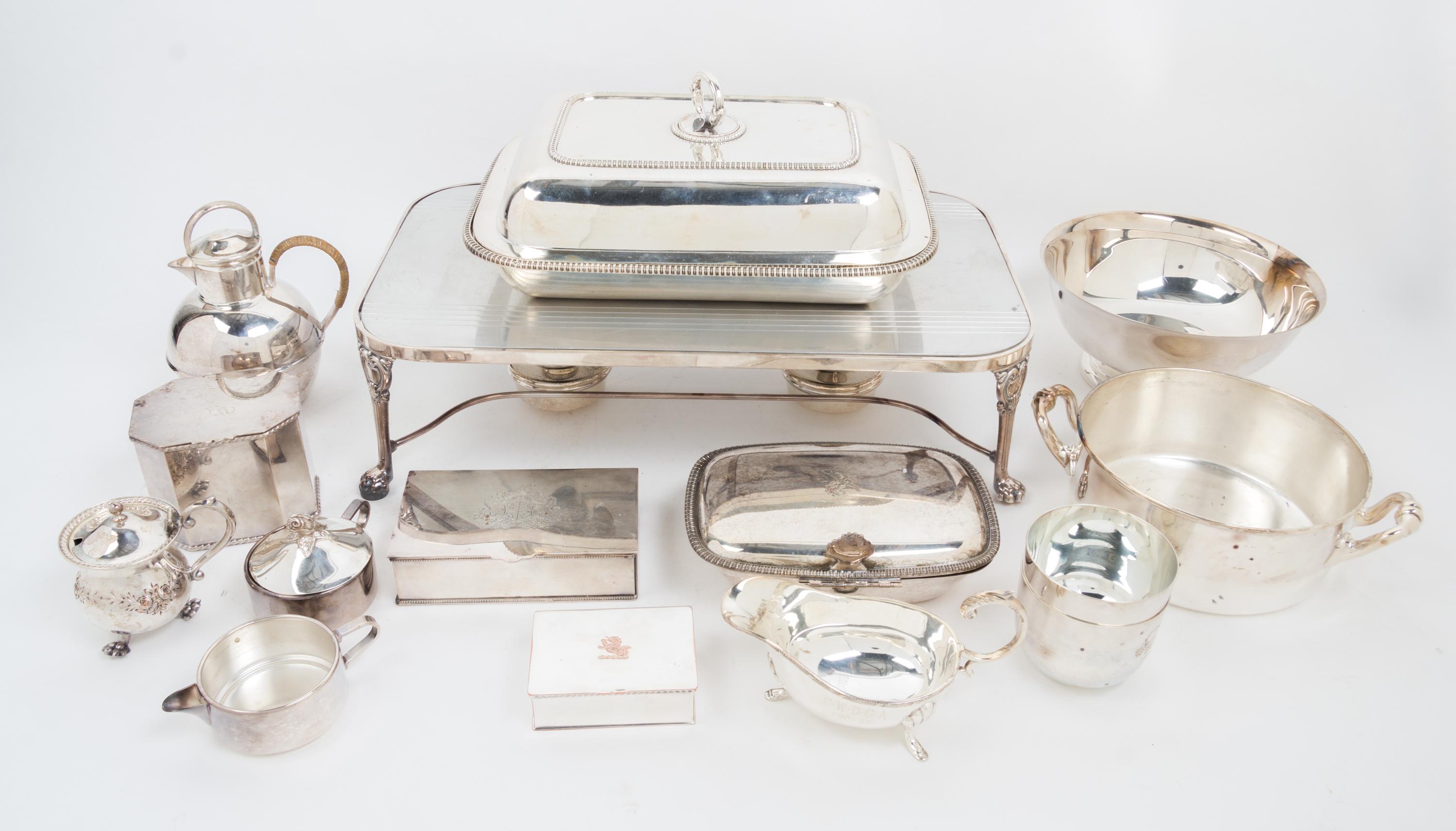 A Large Collection of Silver-plate Serving Articles Length of longest 11 1/2 inches. — VARIOUS MAKERS AND VINTAGES