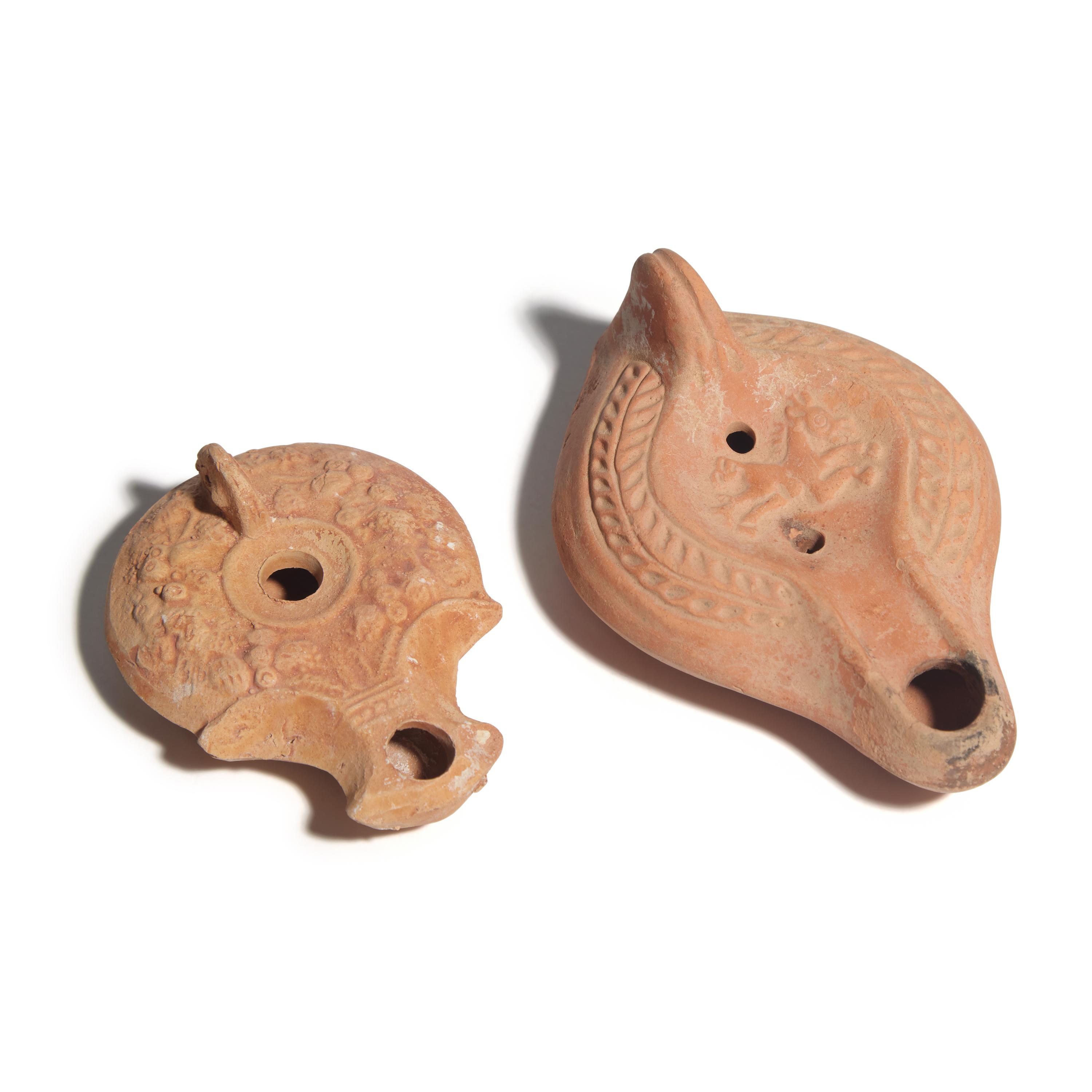 Two Late Roman Terracotta Oil Lamps