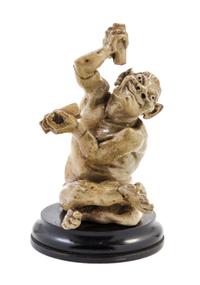 A Martin Brothers Stoneware Figure Height overall 5 3/4 inches. — LATE 19TH CENTURY