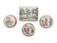 Four Chinese Famille Rose Porcelain Covered Boxes