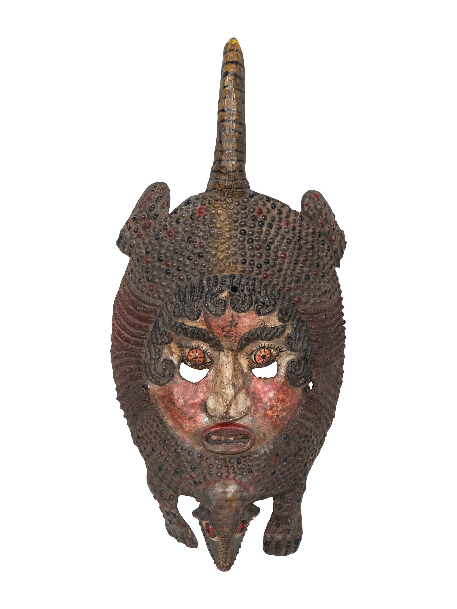 Four Mexican Copper Festival Masks
