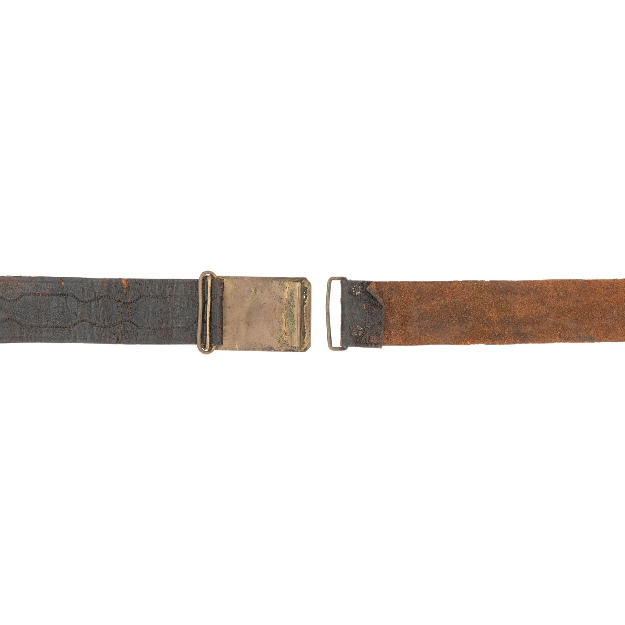 Embossed Leather Belt with Sheet Brass Buckle