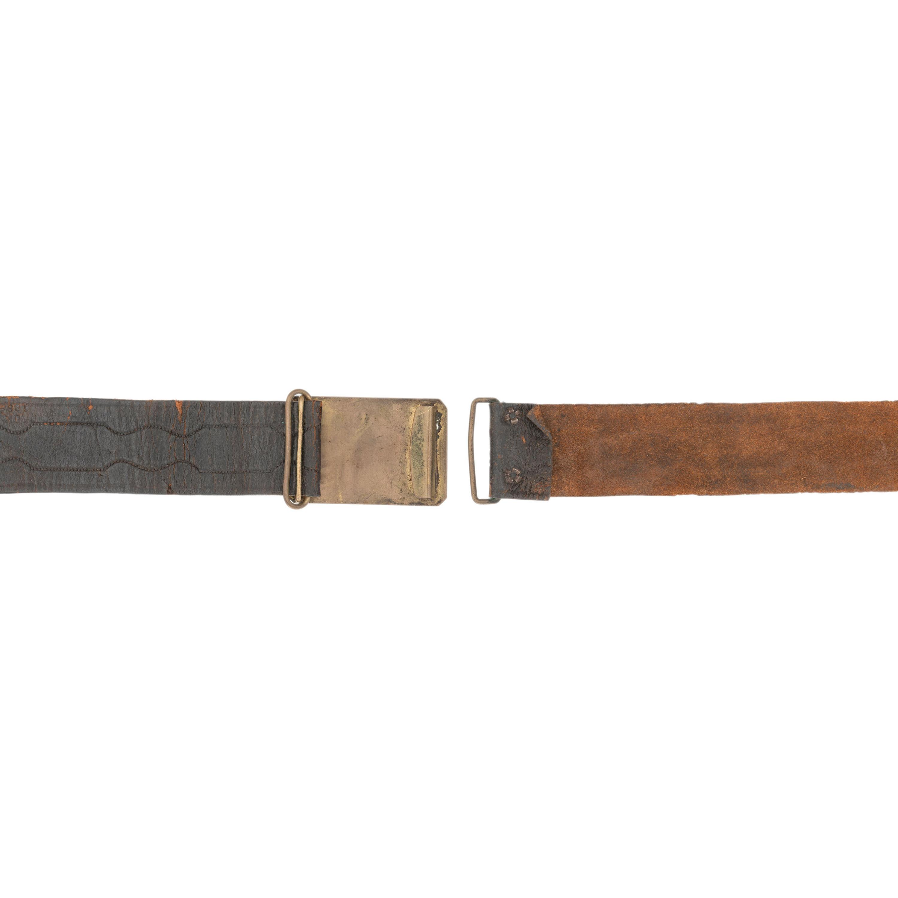 Embossed Leather Belt with Sheet Brass Buckle