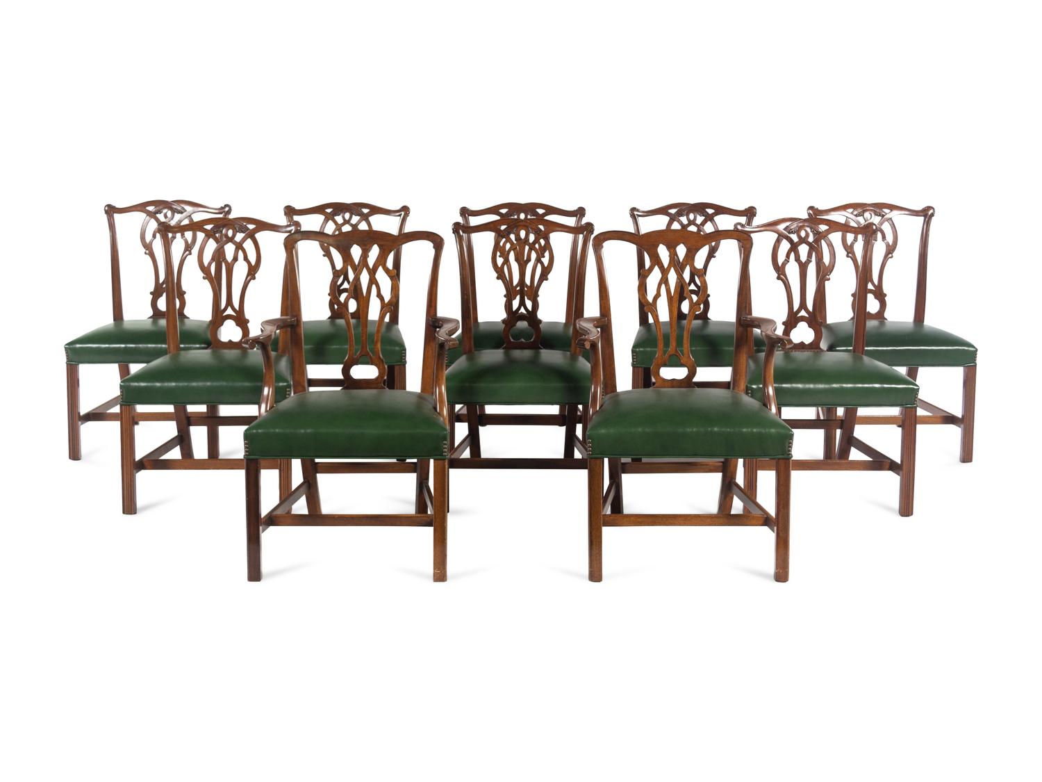 A Set of Ten George III Style Mahogany Dining Chairs