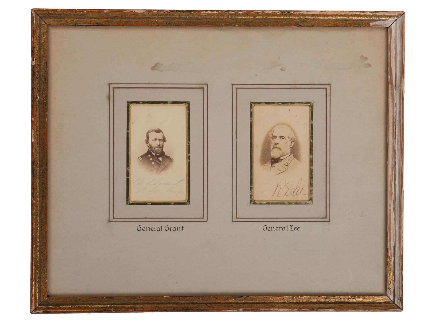 [CIVIL WAR]. CDVs signed by Robert E. LEE and Ulysses S. GRANT.