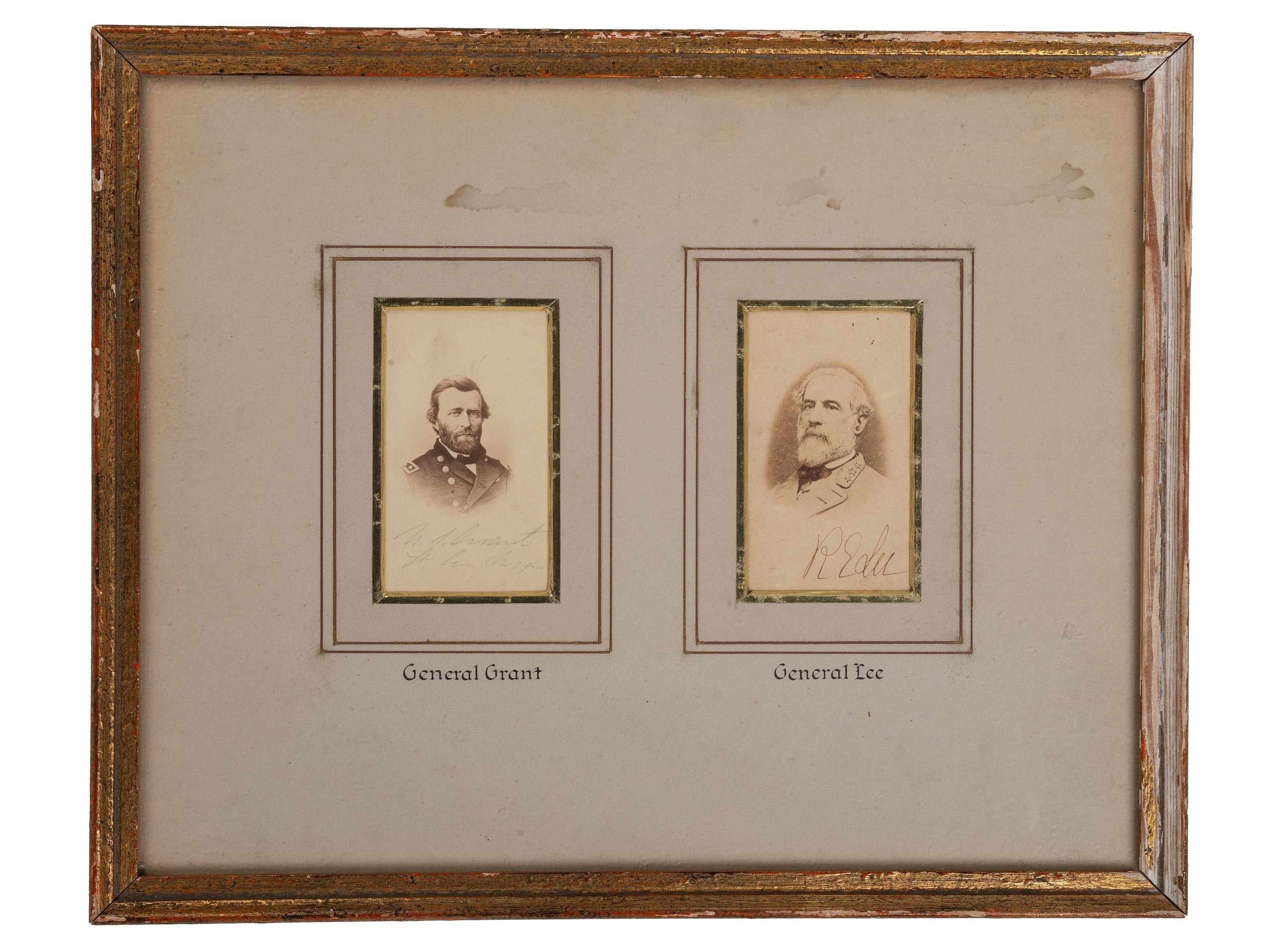 [CIVIL WAR]. CDVs signed by Robert E. LEE and Ulysses S. GRANT.