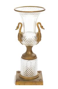 An Empire Style Gilt Bronze Mounted Cut Glass Vase Height 16 inches. — LATE 19TH CENTURY