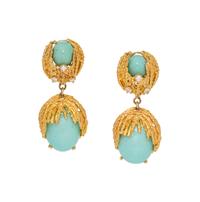 TURQUOISE AND DIAMOND EARCLIPS