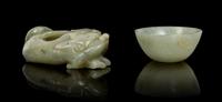 A Celadon Jade Coupe Length of first 4 1/2 inches.