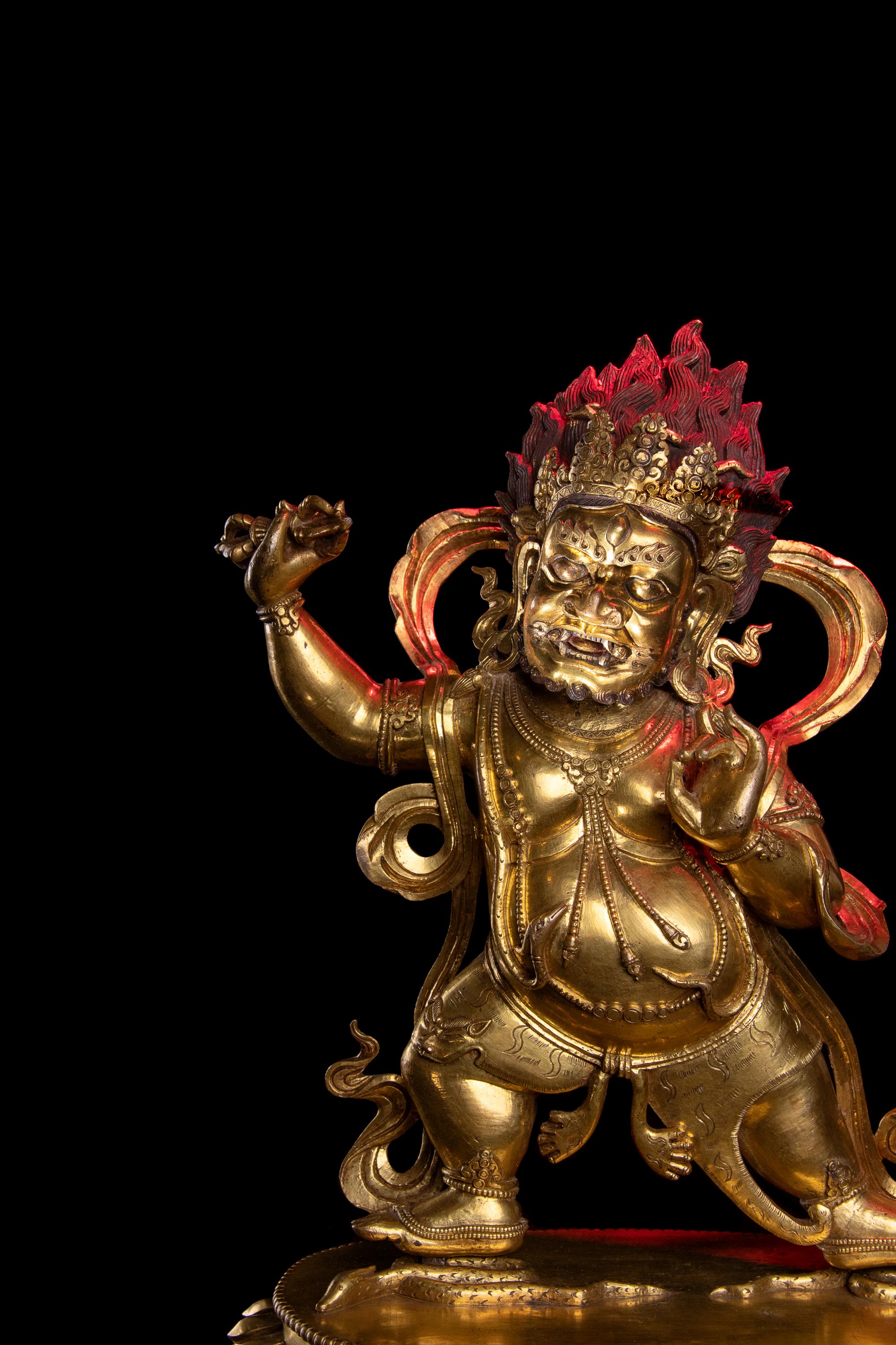 A Sino-Tibetan Gilt Bronze Figure of Mahakala