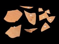 Nine Etruscan Black-Figured Amphora Fragments with a Fight Scene