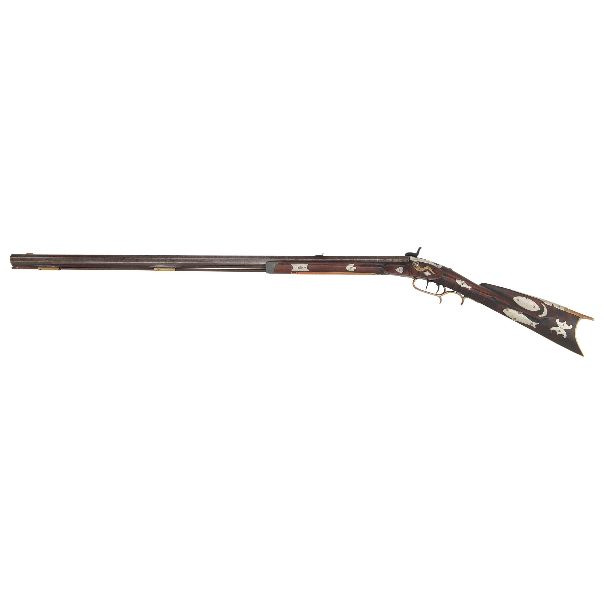 Highly Decorated and Published Half Stock Percussion Long Rifle by W. Shockey (Washington County, Ohio)