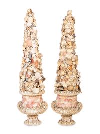 A Pair of Shell-Encrusted Urns