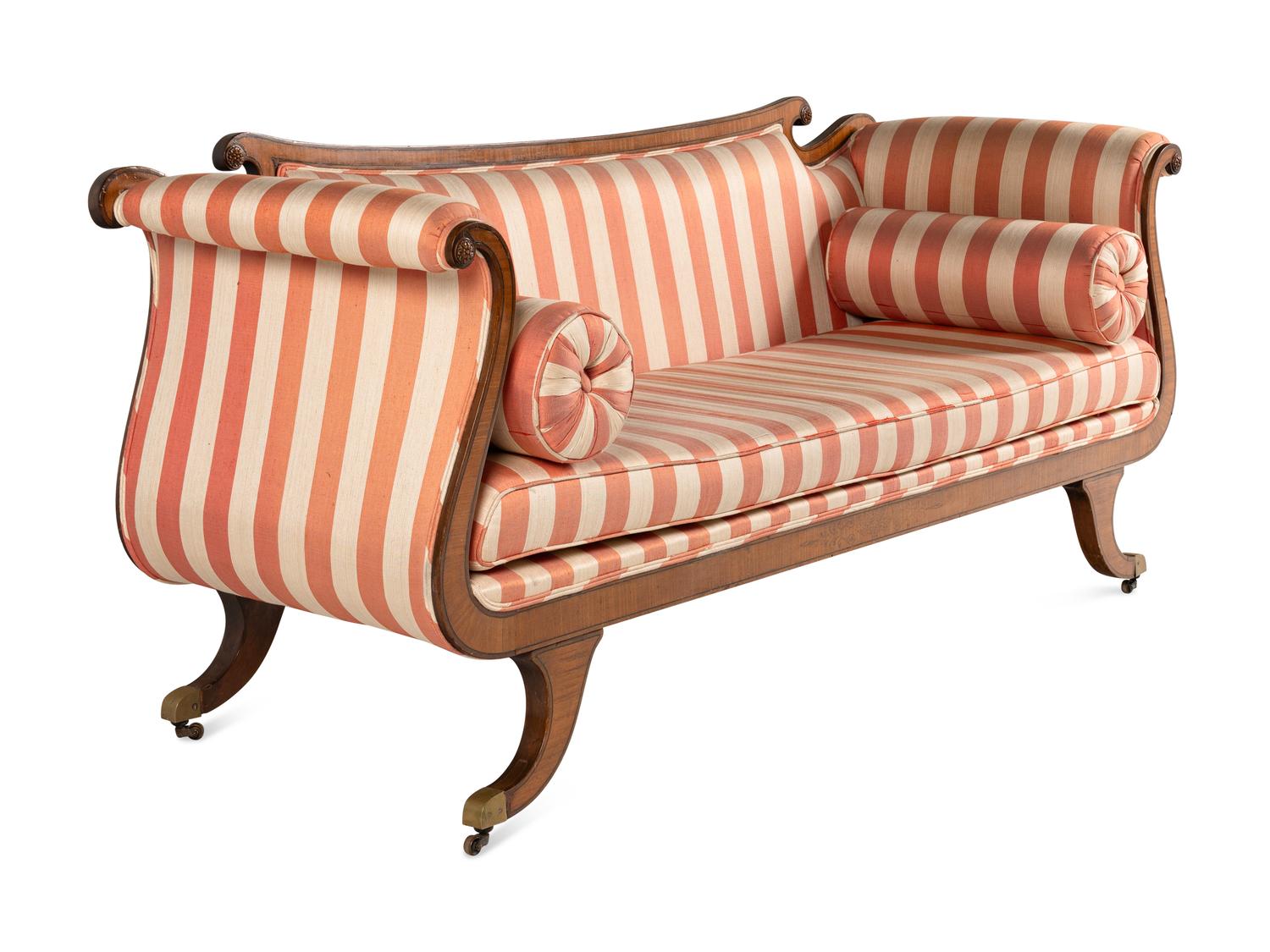 A Classical Style Satinwood and Mahogany Sofa