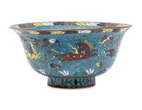 A Large Chinese Cloisonné Enamel 'Mythical Beasts' Bowl