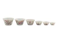 A Set of Six Chinese Famille Rose Porcelain Cups