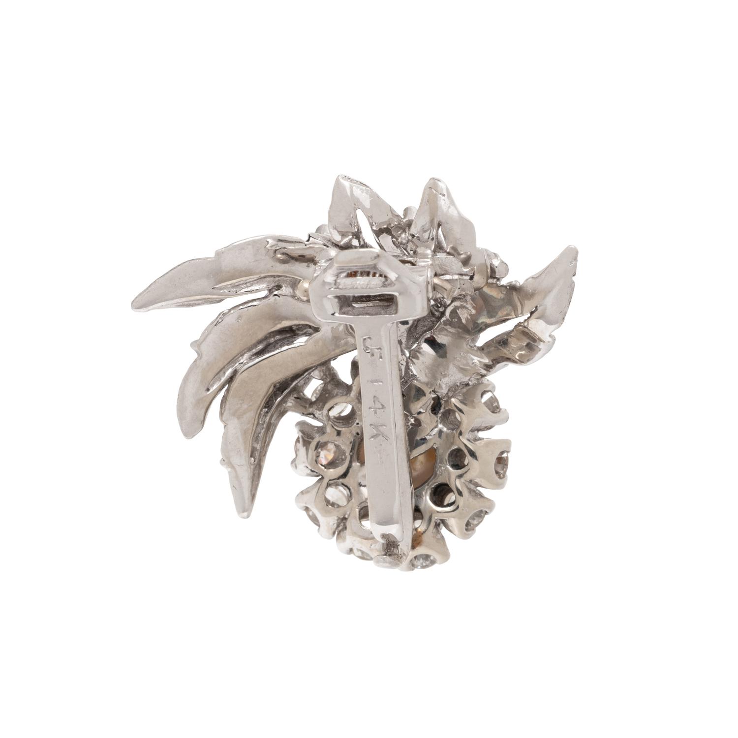 CULTURED PEARL, DIAMOND, AND WHITE GOLD ENHANCER