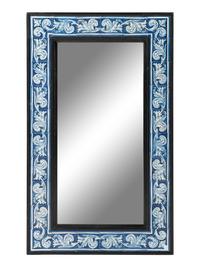 A Glazed Earthenware Tile-Framed Mirror