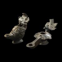 Two Roman Bronze Oil Lamps