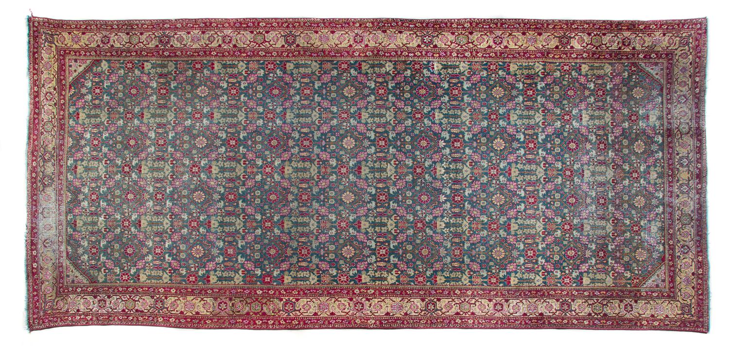 A Mahal Rug 14 feet 9 inches x 6 feet 10 inches.