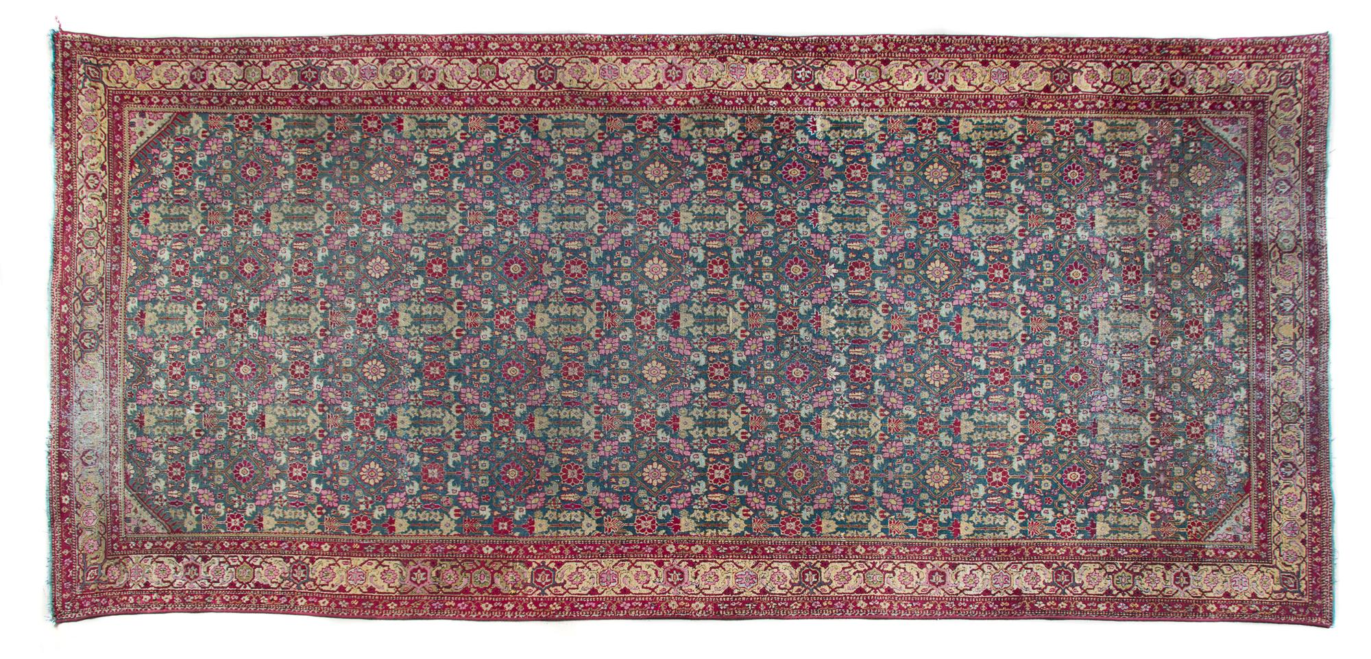 A Mahal Rug 14 feet 9 inches x 6 feet 10 inches.