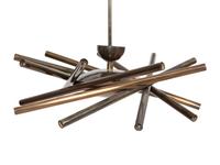 A Custom Modernist Brass Multi-Tube Chandelier