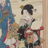 Toyohara Kunichika (Japanese, 1835-1900), Painted Album Leaf, Meiji Period