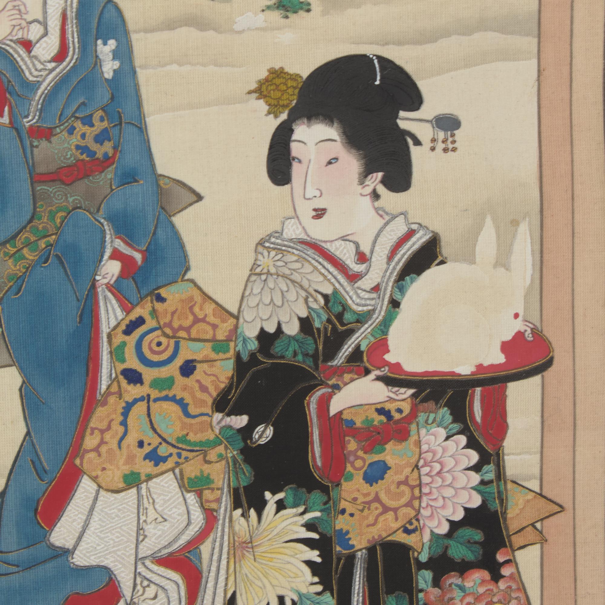 Toyohara Kunichika (Japanese, 1835-1900), Painted Album Leaf, Meiji Period