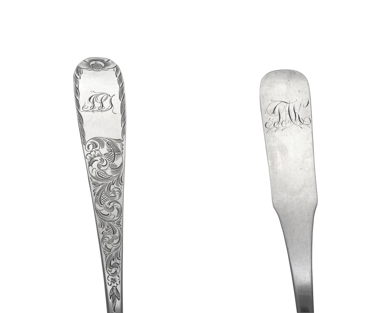 Two Federal Silver Punch Ladles