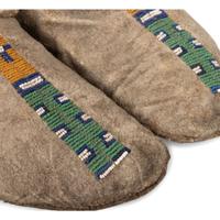 Northern Plains Beaded Buffalo Hide Moccasins