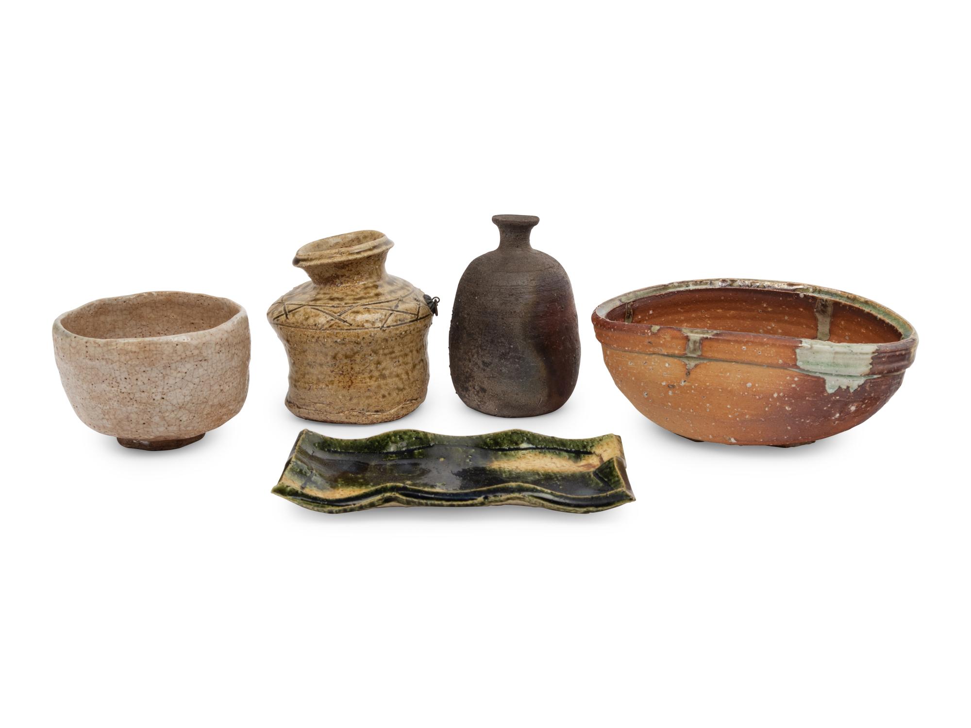 Five Japanese Pottery Vessels