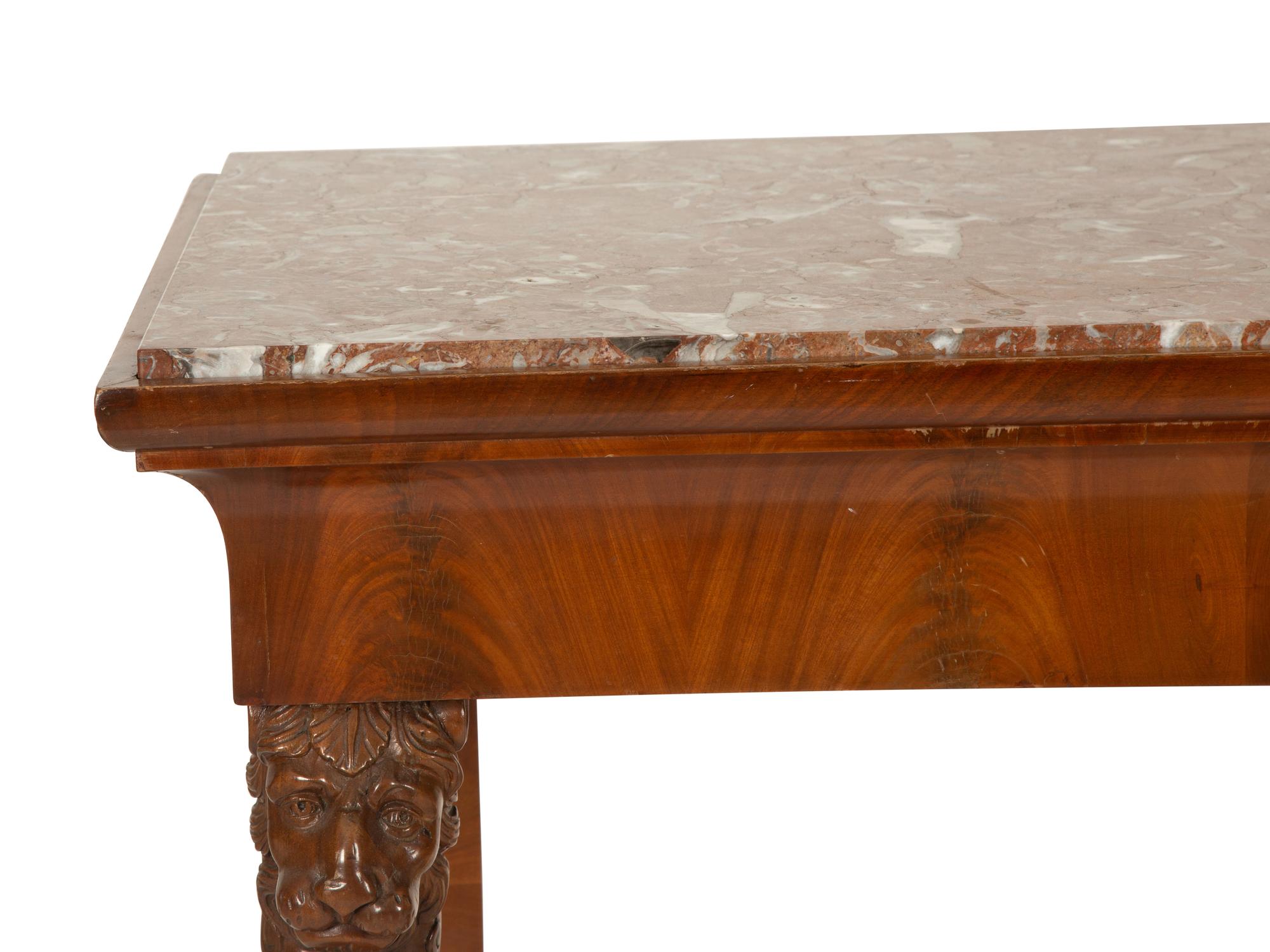 A Regency Style Mahogany Marble-Top Console Table — 20th Century
