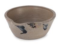 A Cobalt Decorated Stoneware Milk Pan and Spittoon