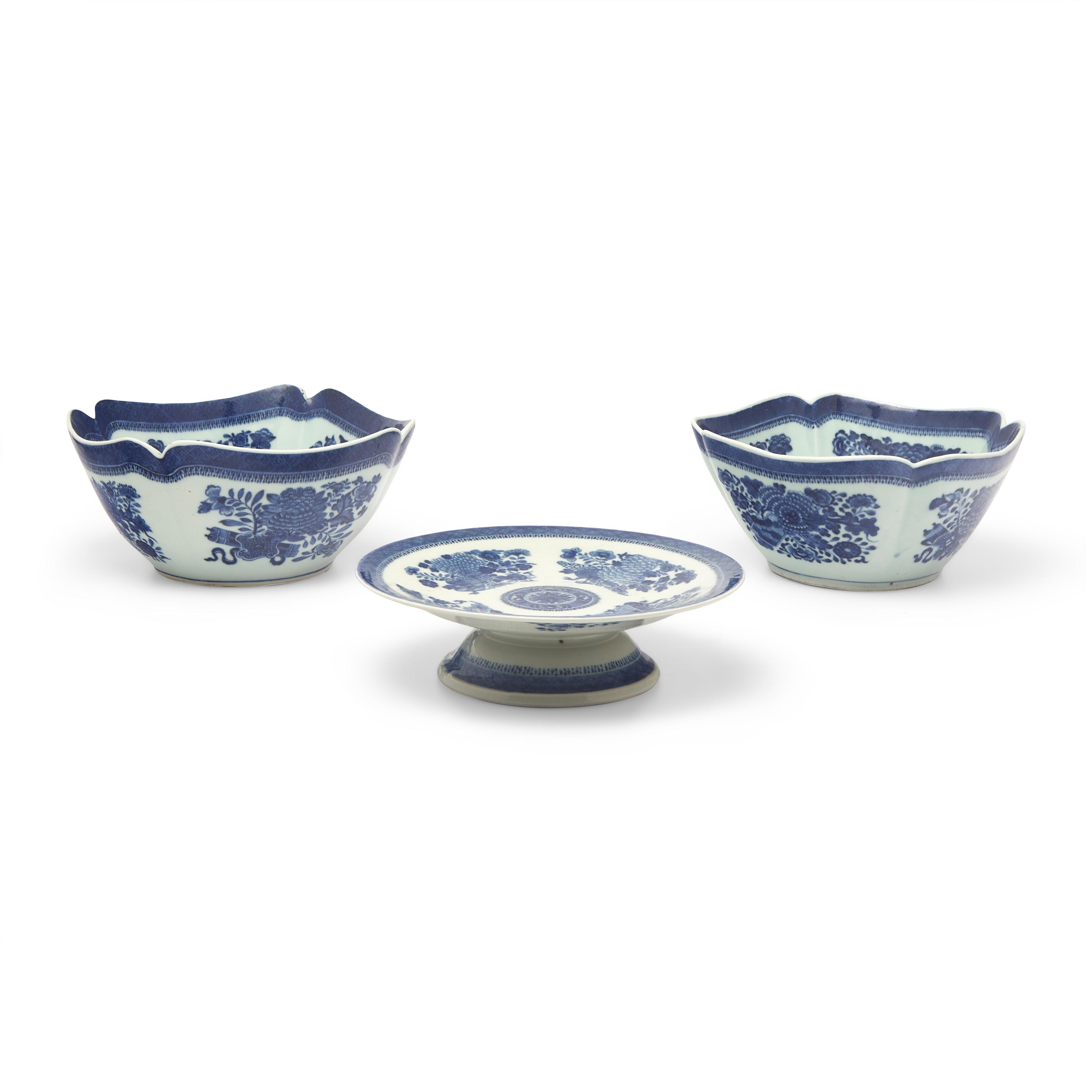 Three Chinese Export Porcelain Blue Fitzhugh Tablewares
