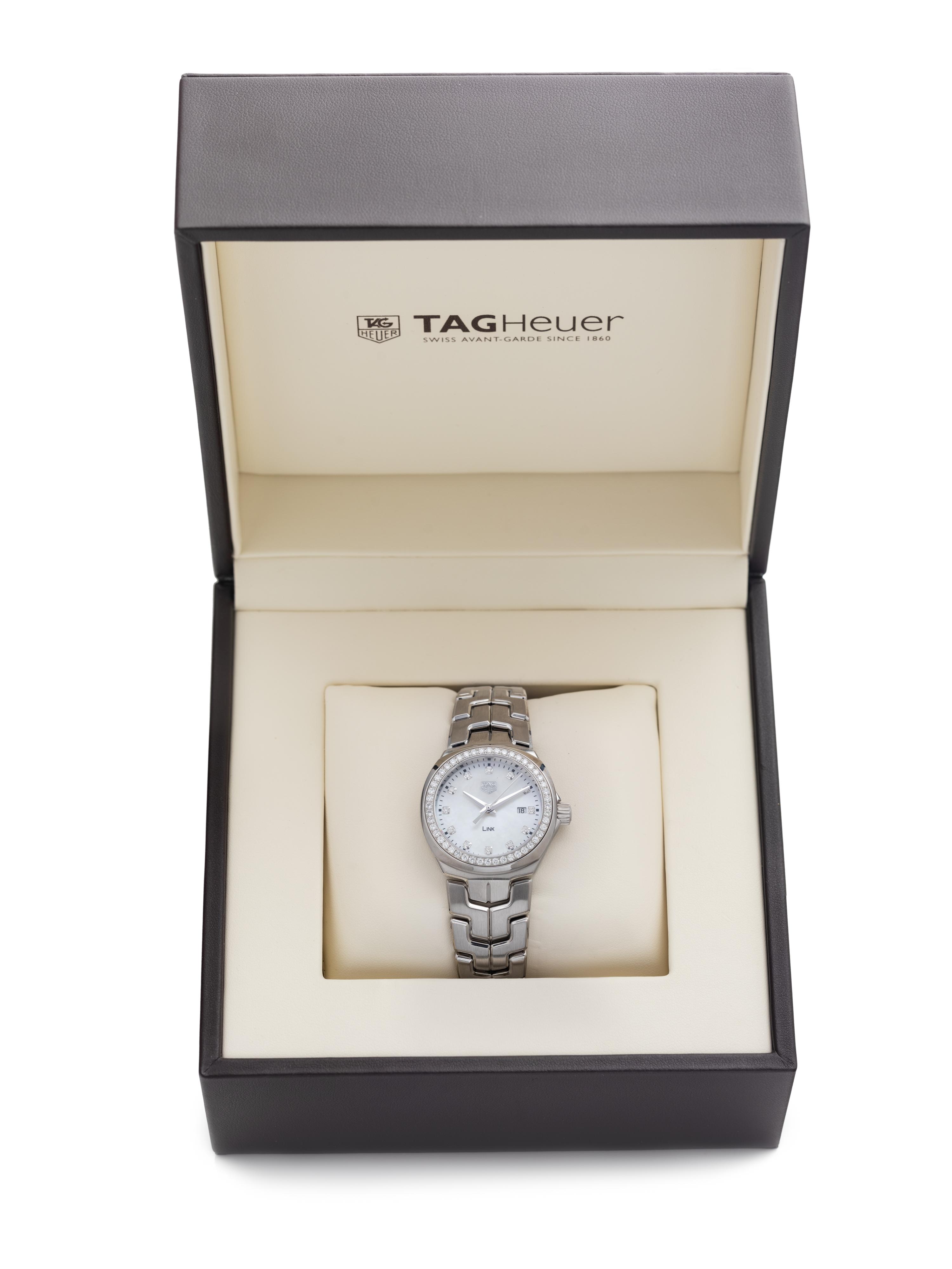 TAG HEUER, STAINLESS STEEL AND DIAMOND 'LINK' WATCH