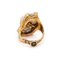 PERIDOT AND CULTURED PEARL RING