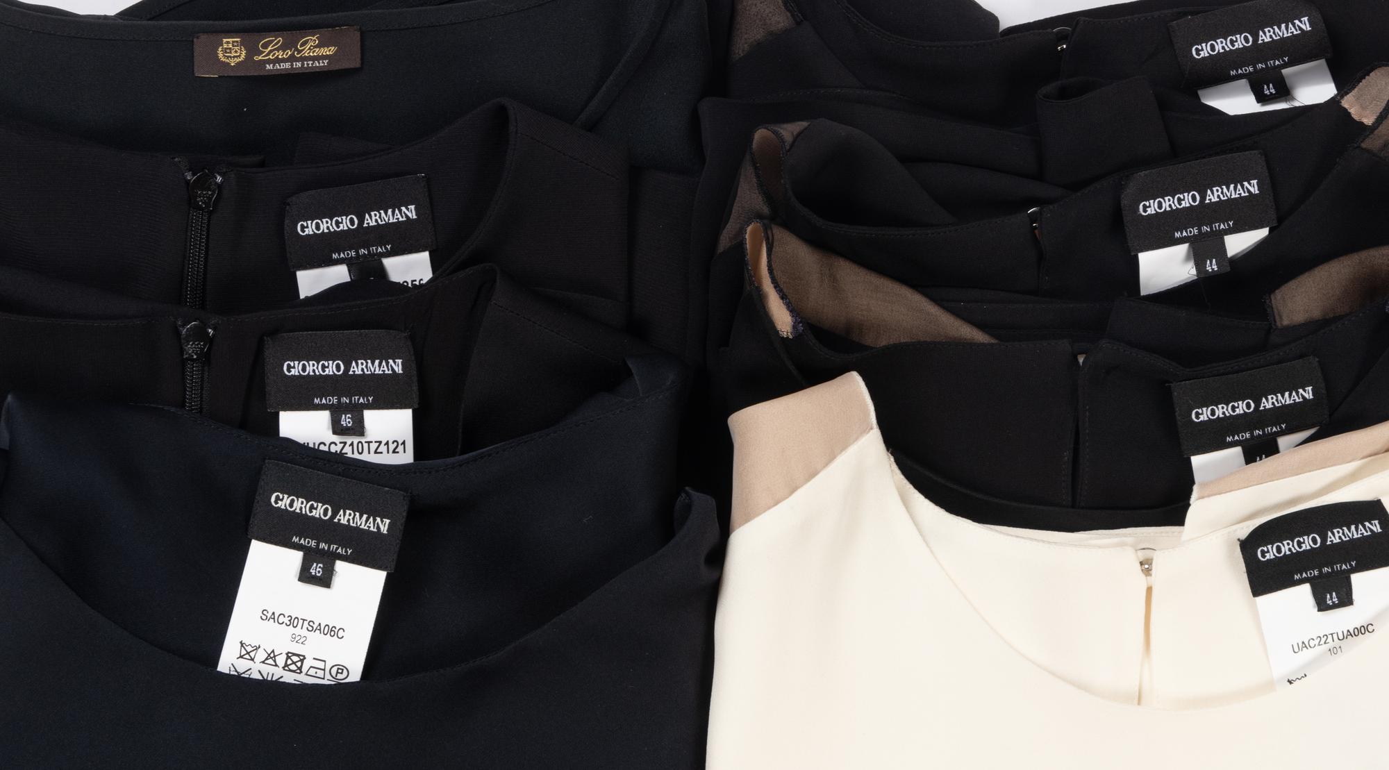 Eight Designer Sleeveless Tops: One Loro Piana and Seven Giorgio Armani