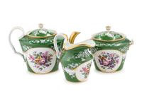 A Popov Porcelain Three-Piece Tea Service
