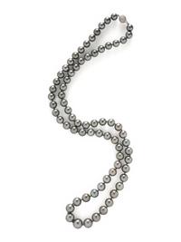 TAHITIAN CULTURED PEARL AND DIAMOND NECKLACE