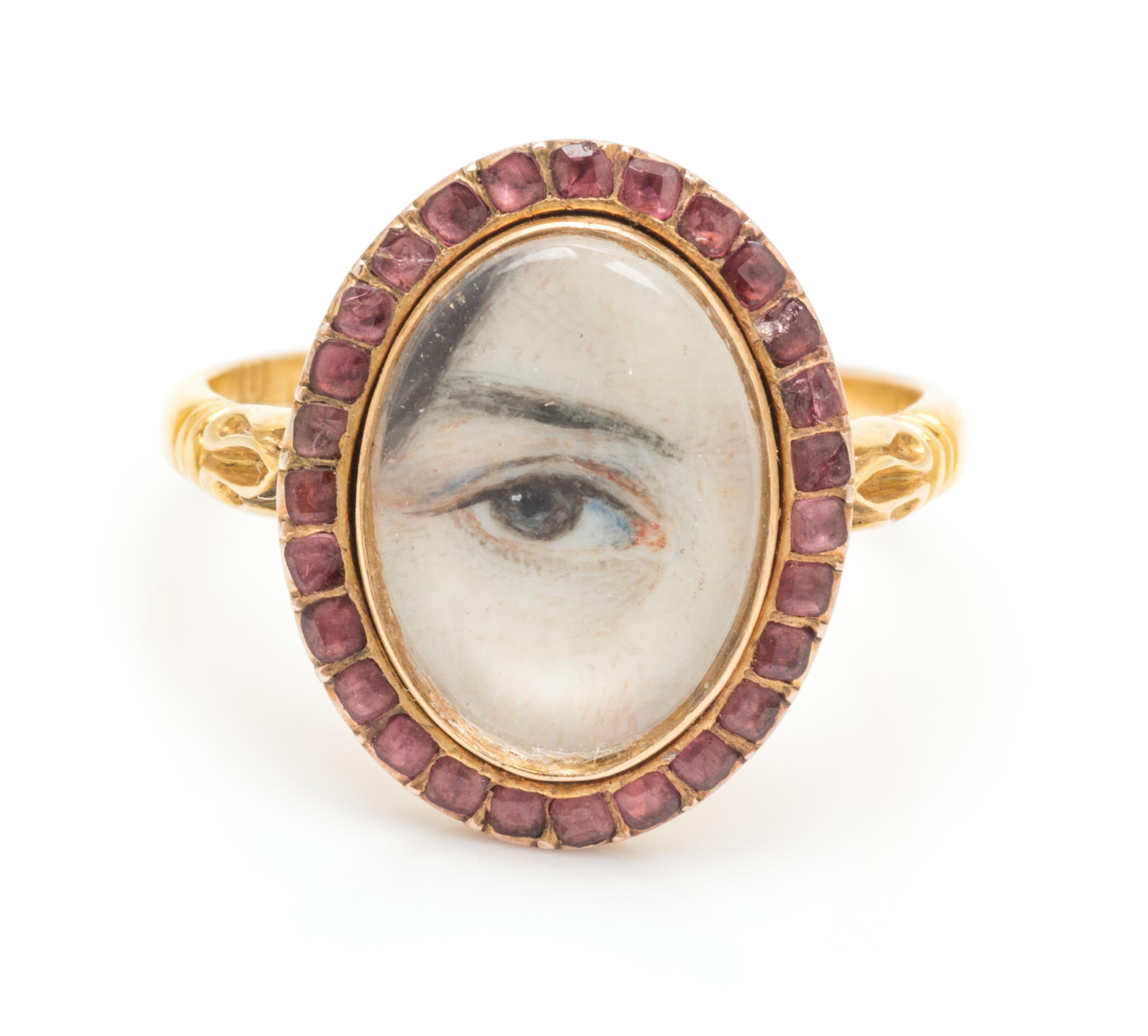 A Georgian Gold and Garnet Lover's Eye Ring, 2.70 dwts.