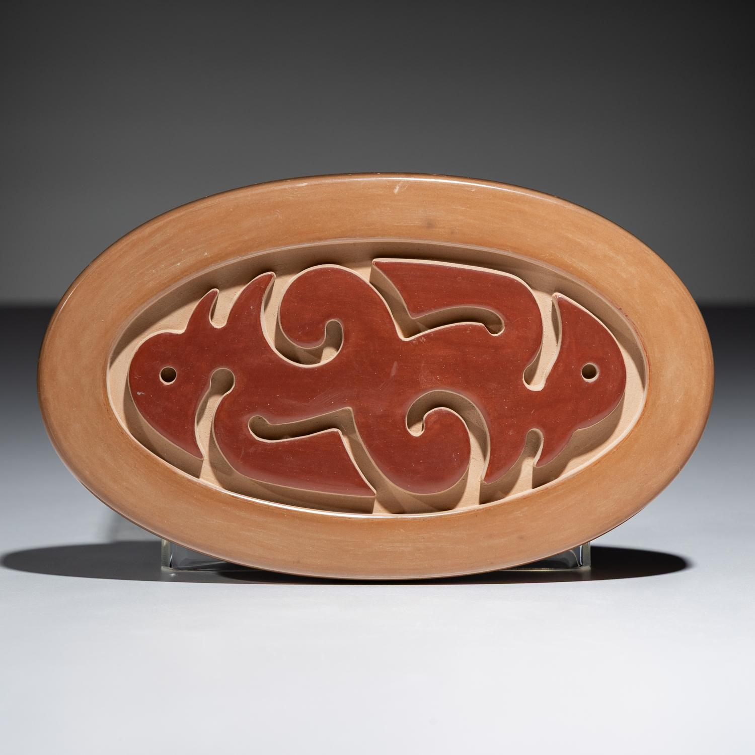Redware Carved Pottery Lid
