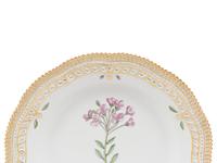 Two Royal Copenhagen Flora Danica Reticulated Dinner Plates