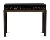 A Lacquer and Paint Decorated Console Table