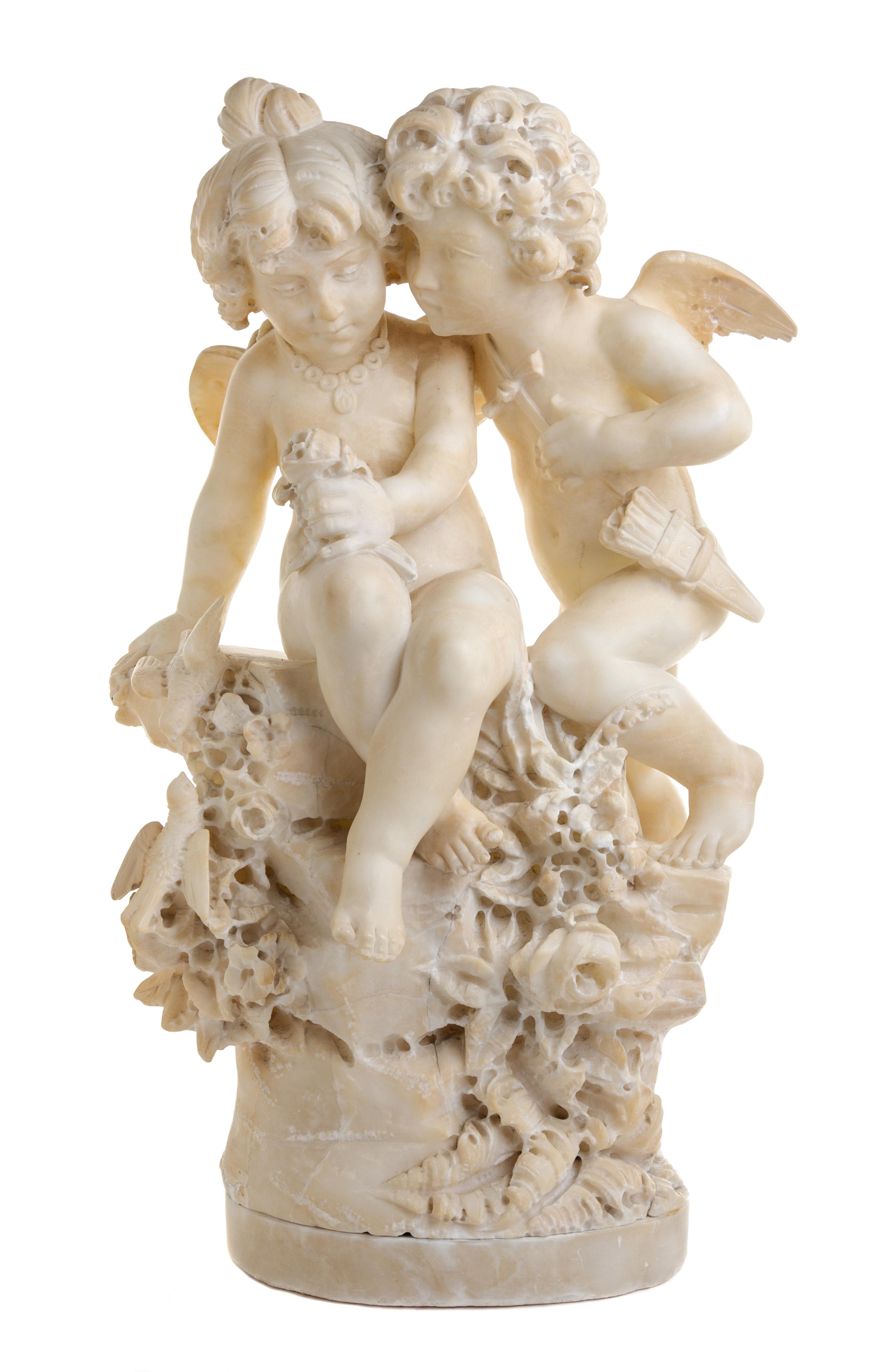 An Italian Carved Alabaster Figural Group Height 22 1/4 inches. — 19TH/20TH CENTURY
