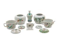 Six Chinese Famille Rose 'Flowers and Butterflies' Porcelain Articles